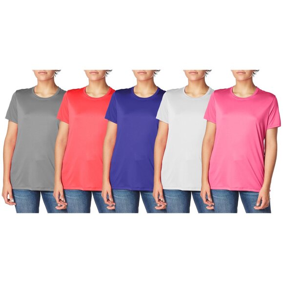 1-Pack Women's Slim-Fit Short Sleeves Crew Neck Black T-Shirt with (Plus Sizes) - Picture 13 of 16